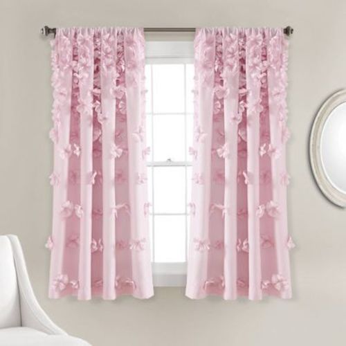 63"x54" Riley Window Curtain Panels Lilac Purple - Lush Décor: Vintage Glam, Light Filtering, Microfiber, Rod Pocket