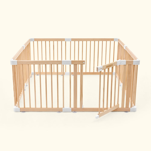 Wooden Baby Gate Playpen | Non-Toxic Foldable DIY Adjustable Play Yard for Infants & Toddlers – Natural Finish Baby Fence for Small & Large Spaces