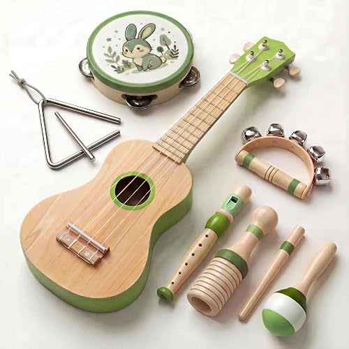 7 in 1 Kids Wooden Musical Instruments, Montessori Toddler Toys