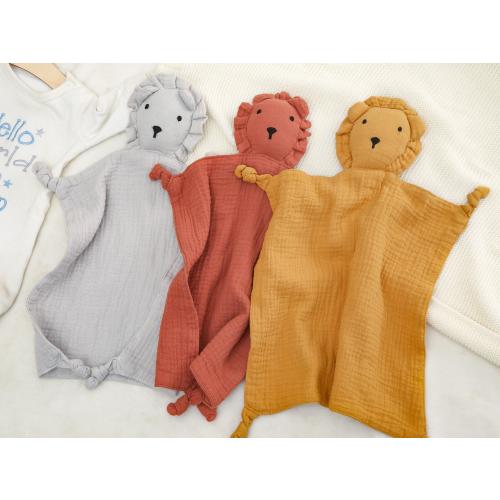 Cotton Baby Comforter,Animal Lion Lovey Blanket,Natural Baby Gift,Newborn Gift