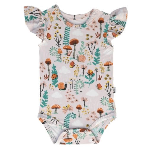 Bamboo Ruffle Onesie - Fern Snappy