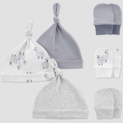 Carter's Just One You Baby 6pk Hat and Mitten Set - White/Gray