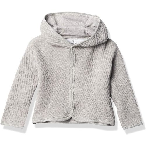 HonestBaby Matelasse Snap-Front Hooded Jacket Organic Cotton for Infant Unisex Baby Boys & Girls