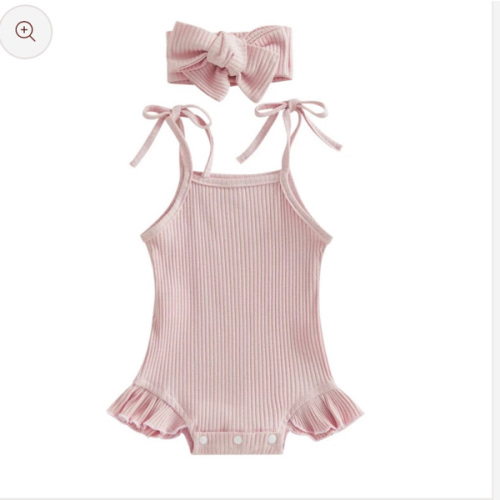 Baby Ruffle Cotton Romper – Sleeveless Summer Bodysuit – Peachy Bloomers