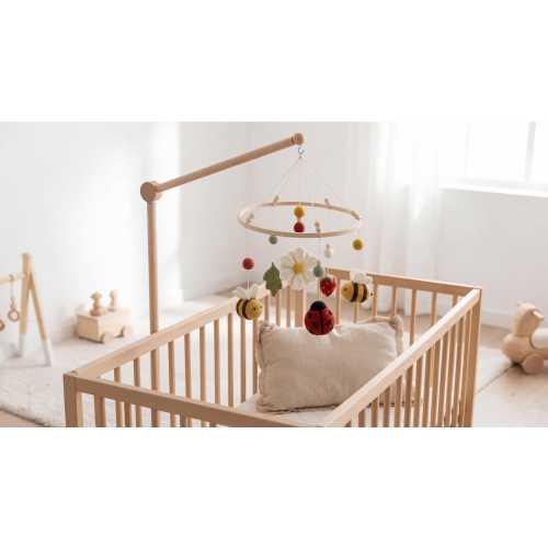 Wooden Floor Stand for Baby Mobile | Natural Beech Wood Nursery Arm