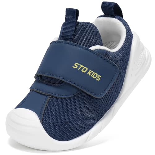Baby Shoes Wide Toe Box Infant Boy Girl First Walker Shoe Toddler Crib Barefoot Sneakers Non-Slip Sole Soft Breathable Mesh Lightweight Walking Indoor Newborn Chubby Babies 6 9 12 18 24 Months