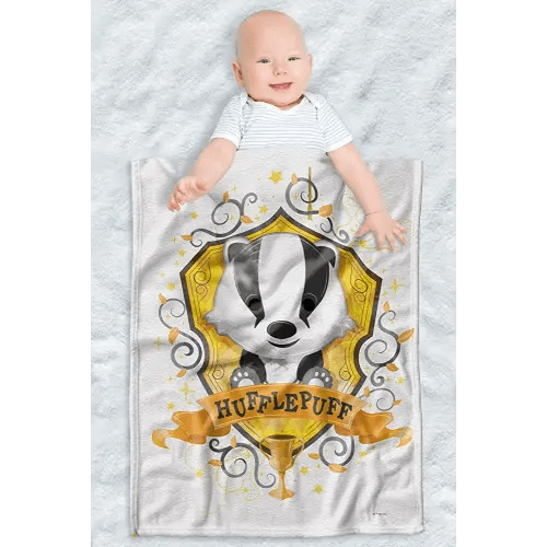 Harry Potter Fleece Baby Blanket, 30"x40", Whimsical Hufflepuff, Unisex for Girls & Boys, Infants/Toddlers