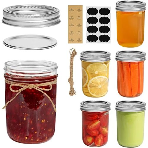 ComSaf Small Mason Jars 8 oz - 6 Pack, Regular Mouth Mason Jar with Lids and Seal Bands, Small Glass Canning Jar for Spice, Jam, Honey, Jelly, Dessert, Shower Wedding Favors, DIY Candles Decor