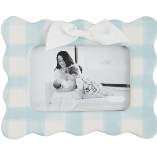 Horizontal Blue Bow Ceramic Frame – 4" x 6" | Mud Pie