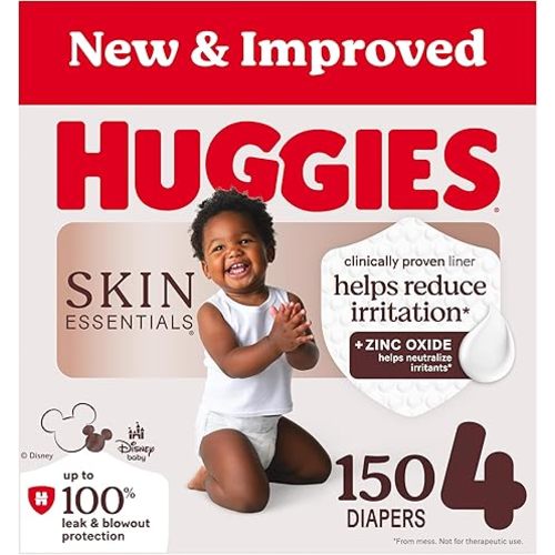 Huggies Size 4 Diapers, Skin Essentials Baby Diapers, Size 4, 150 Count
