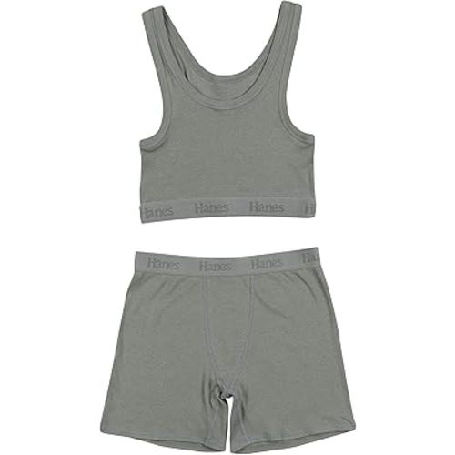 Hanes womens Originals 2-piece Lounge Set, Comfywear Supersoft Crop Top & Boxer Shorts Loungewear Set