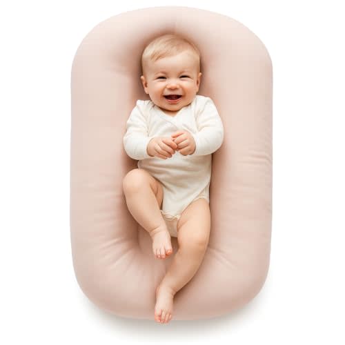 0-24 Months Baby Lounger Support Cushion for Home and Travel, Pink | 100% Cotton,CPC Compliant,Tummy Time, Machine-Washable,Newborn,Portable,Baby Shower Gifts