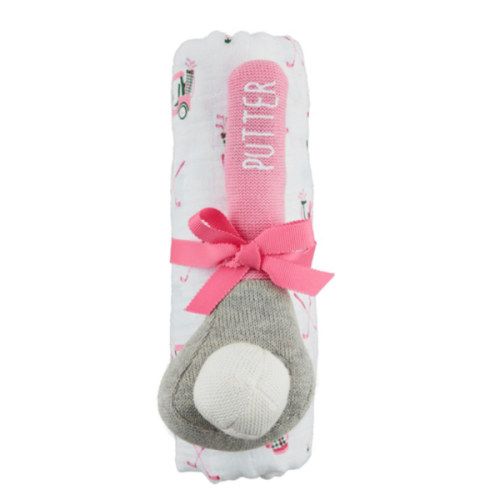 Girl Golf Swaddle And Rattle Set