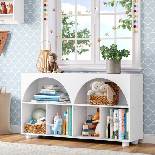 RiverRidge Home Kids Curve Appeal 46 in. 4 Cubby Bookcase – White | Wayfair