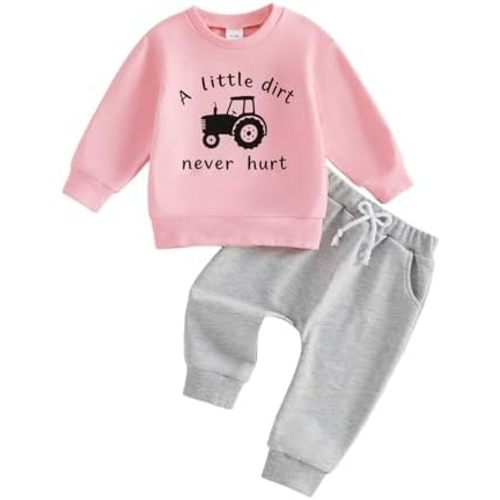 Toddler Baby Girl Fall Outfit Long Sleeve Letter Print Sweatshirt Pants Set Infant Clothes 6 12 18 24 Months 2T 3T