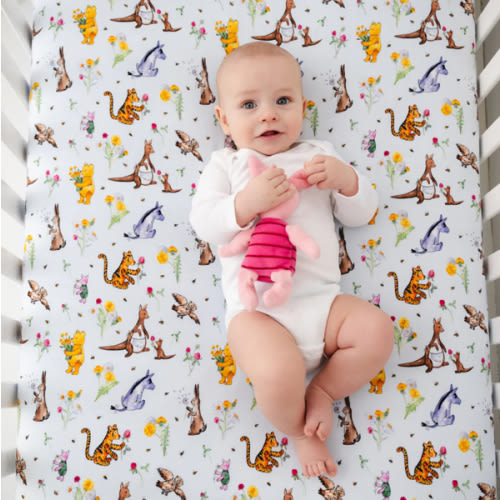 Winnie-the-Pooh in Bloom Bamboo Crib Sheet – Little Crowns & Capes