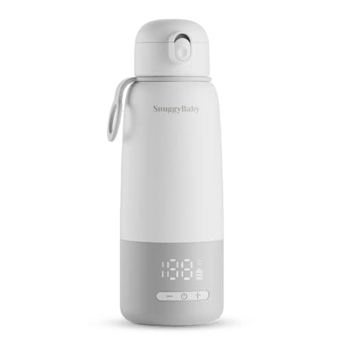 SNUGGYBABY Portable Milk Warmer for Travel, Rechargeable Baby Bottle Warmer On The Go with Dual Heating Modes for Breast Milk & Formula, Fast Heating, Leak-Proof, Built-in Pressure-Release Vents