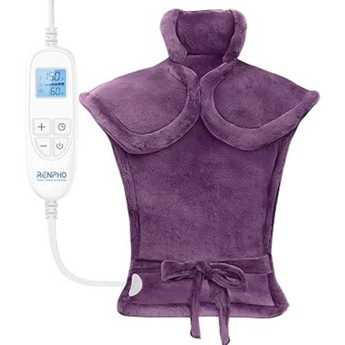 RENPHO Heating Pad for Neck and Shoulders and Back Pain Relief, Birthday Christmas Gifts for Men Women Mom Wife Seniors, FSA Eligible Items, Electric Heat Pad, ETL Certified, 24"x33", Purple