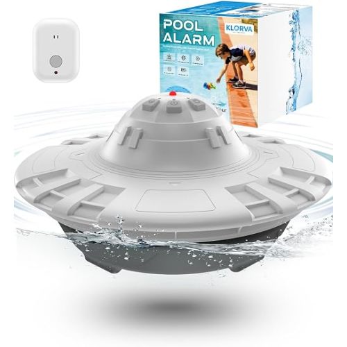 Pool Alarm for Inground & Above Ground Pools, Floating Pool Safety Alarm for Kids & Pets, No App, No WiFi Needed, 85dB+ Loud Alert at 10 ft, Adjustable Sensitivity, Covers 20x40ft (WH&GR)