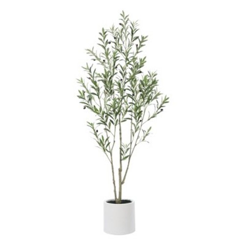 DR.Planzen Artificial Olive Trees, 6 FT Tall Artificial Tree for Indoor, Large Olive Plants with White Planter for Home Decor and Housewarming Gift