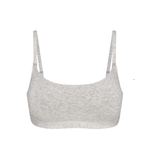 COTTON JERSEY MATERNITY NURSING SCOOP BRALETTE | LIGHT HEATHER GREY | SKIMS