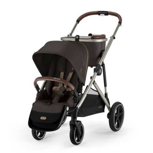 Cybex Gazelle S Single-to-Double Stroller - Taupe Frame / Chocolate Brown Seat