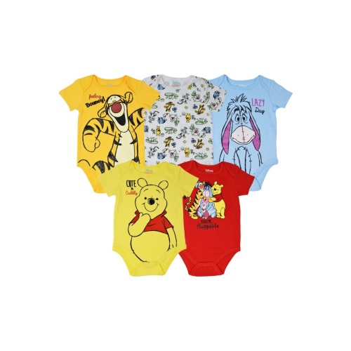 Winnie the Pooh Boys' 5-Pack Short Sleeve Bodysuits 0-3 months