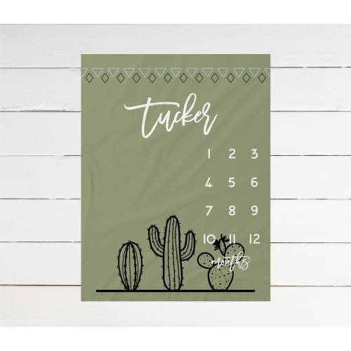 Succulent Cactus Milestone Blanket Personalized Monthly Growth Tracker Custom Baby Shower Gift For New Mom Blanket Newborn Boho Nursery