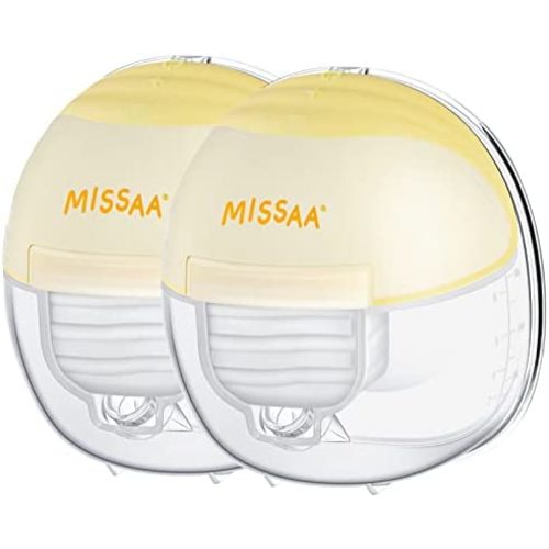 MISSAA Wearable Breast Pump Hands Free, Double Electric Portable Wireless Breast Pumps, Low Noise 2 Modes & 9 Levels Adjustable Painless Strong Suction Power, 24mm Flange