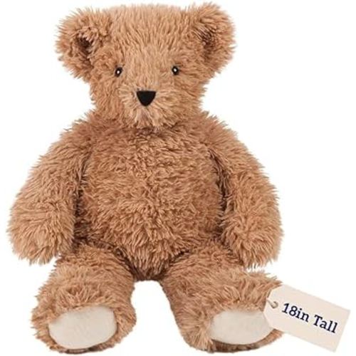Vermont Teddy Bear Super Soft Almond Brown Teddy Bear – 18 Inch Plush Stuffed Animal to Sleep with, Cozy Bear Plush, Crafted in The USA