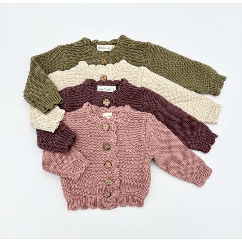 Cotton Knitted baby kids | Sophia Cardigan – Olive and Cradle