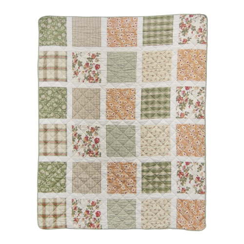 Donna Sharp Peach Rose Cotton Pieced Decorative Throw