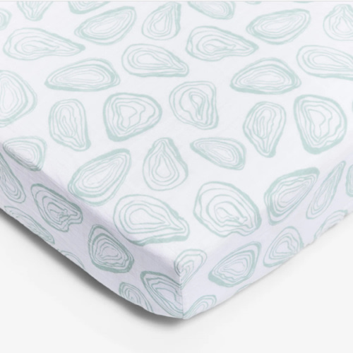 Organic Cotton Crib Sheets by Lewis - Oyster in Agave