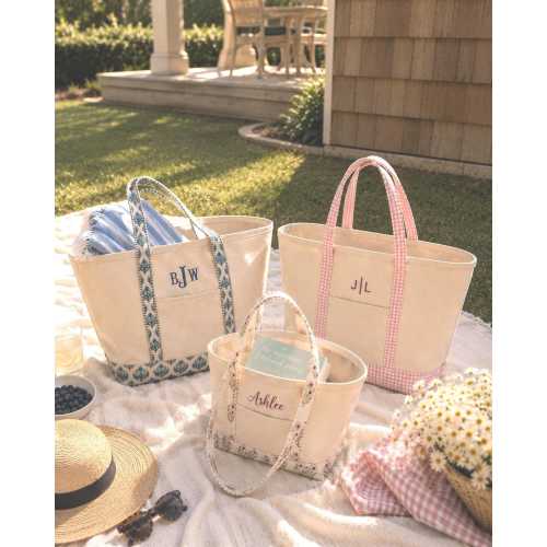 Personalized Floral Canvas Tote Bag | Custom Monogrammed Block Print Bag | Bridesmaid Proposal Gift | Unique Christmas Gift for Her