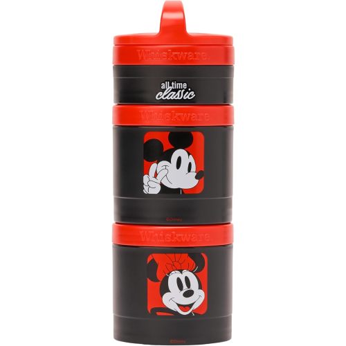 Whiskware Disney Mickey Mouse and Friends Stackable Snack Containers for Babies, Toddlers, and Kids, 3 Stackable Snack Cups for School and Travel, Cupholder Friendly, All Time Classic!