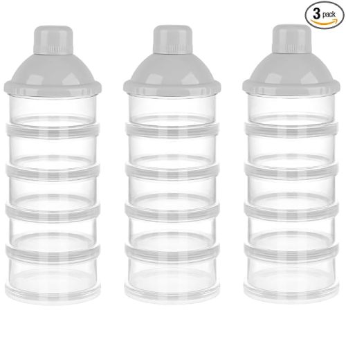 Accmor Formula Dispenser On The Go, 5 Compartments Stackable Formula Container for Travel, Baby Milk Powder Kids Snack Container, BPA Free