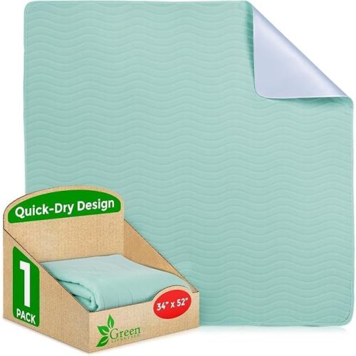 GREEN LIFESTYLE® Washable Underpads Pack of 1 - 34x52 and Pack of 2 - 30x34 Bundle - Heavy Absorbency Reusable Bedwetting Incontinence Pads for Kids, Adults, Elderly, and Pets