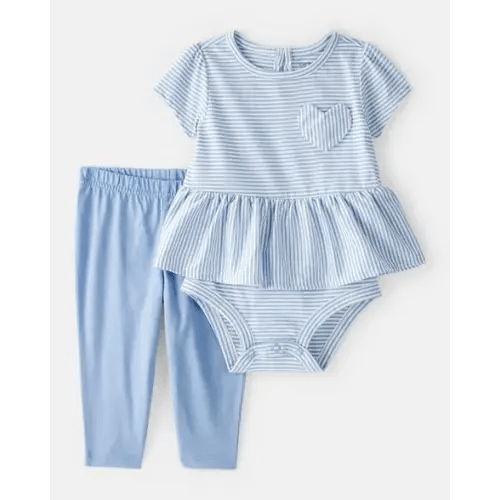 Baby Girl Stripe Bodysuit & Pant Set - Blue | Carter's
