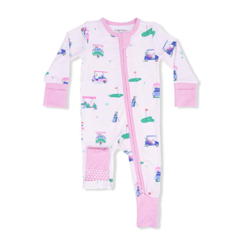 2-Way Zip Romper, Vintage Golf Carts Pink (Size: 0-3M)