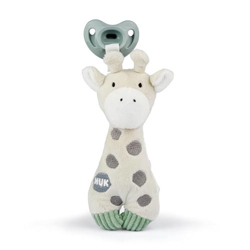 NUK Besties Pacifier Holder with Stuffed Animal and Silicone Pacifier Included