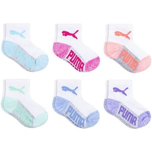 PUMA Unisex Baby 6-pack Infant Anklet Socks, Extra Cushion & Comfort-toe