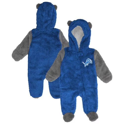 Detroit Lions Outerstuff Newborn & Infant Stay Napping Fleece Bunting Full-Zip Sleeper - Blue