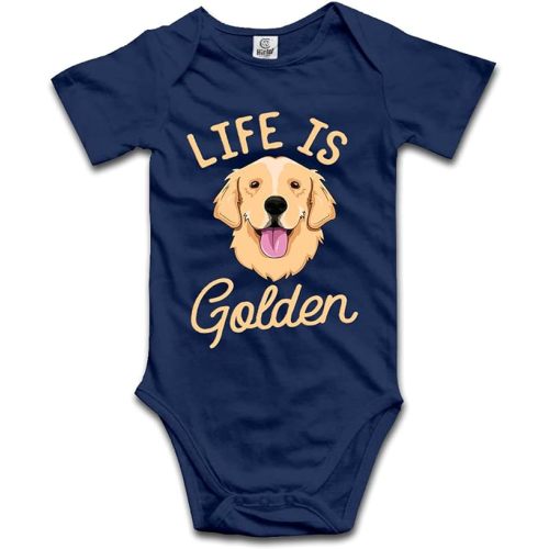 DOQOSESHY Life is Golden(Golden Retriever) Infant Cotton Bodysuit Romper Baby Jumpsuit, 3 Months, Long Sleeve-white