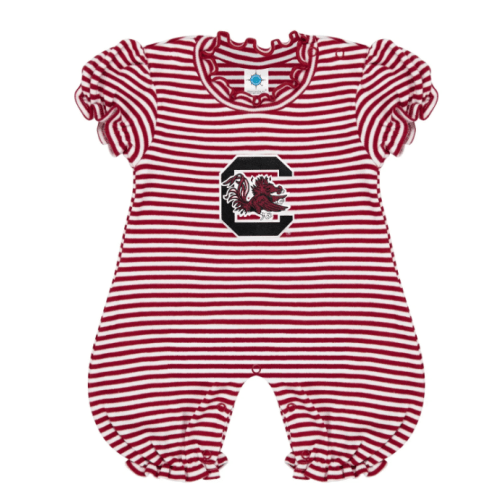 SOUTH CAROLINA GAMECOCKS GARNET STRIPE BUBBLE ROMPER