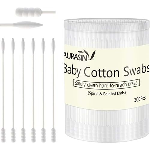 Baby Cotton Swabs, Paper Sticks Cotton Buds for Baby Ear Nose Clean-200Pcs(Spiral and Pointed)