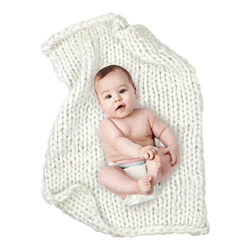 Play Tailor Chunky Knit Blanket for Newborn Photography Props Baby Photo Backdrop Rugs Newborn Basket Filler (24"x31", White)
