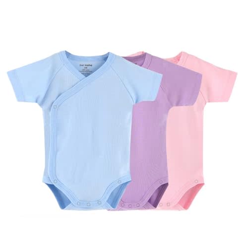 Baby Boys Girls Short Sleeves Kimono Clothes Cotton Baby Side-Snap Bodysuit Pack of Baby Layette Set