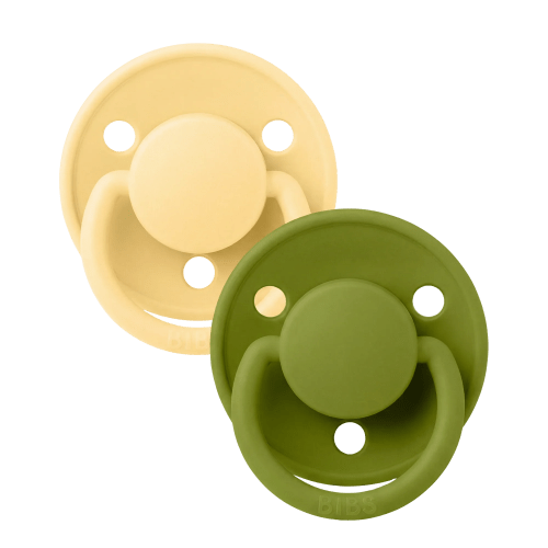 De Lux Pacifiers 2 Pack - Pale Butter/Wasabi