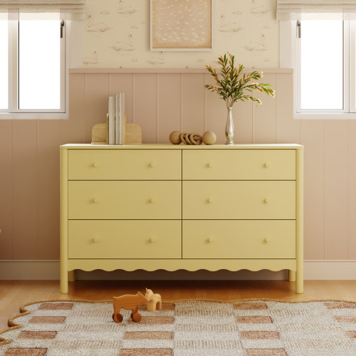 babyletto Swell 6-Drawer Wide Assembled Dresser - Pale Yellow