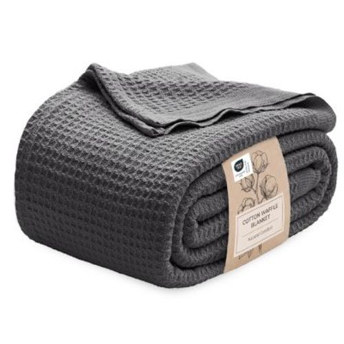 Bedsure Gentlesoft 100% Cotton Waffle Blanket Twin 66x80 - Soft & Cozy Cooling Lightweight Blanket for Kids & Guest Room, Pre-Washed, Hypoallergenic